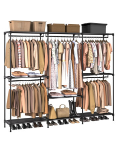 Armario Portátil CASAMAYA 205x43x197 cm Negro con Estantes