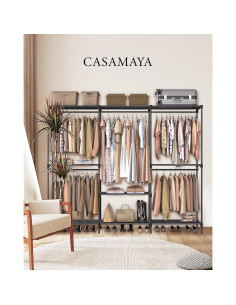 Armario Portátil CASAMAYA 205x43x197 cm Negro con Estantes 2