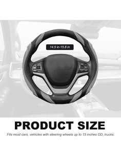 Cubierta de Volante de Cuero DXNQ 38 cm Antideslizante Gris 2