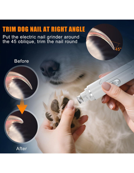 Cortador de Uñas Eléctrico Profesional Chwwen - Silencioso, Recargable, 2 Velocidades, Para Perros y Gatos