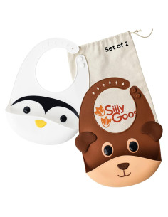 Conjunto de 2 Baberos de Silicona Animal Tonto para Bebés