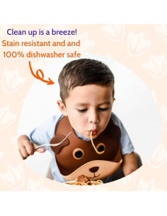 Conjunto de 2 Baberos de Silicona Animal Tonto para Bebés 2