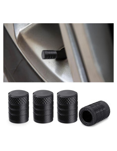 4 Tapones de Válvula de Neumático SMILFUY Aluminio Negro
