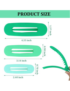 Pinzas Planas Verdes ACO-UINT - 9 Piezas para Cabello 2