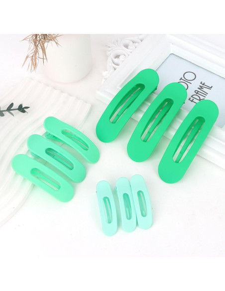Pinzas Planas Verdes ACO-UINT - 9 Piezas para Cabello