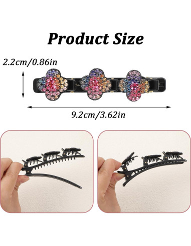 Clips de Pelo Trenzados JIEYAO con Cristales - 4 Piezas