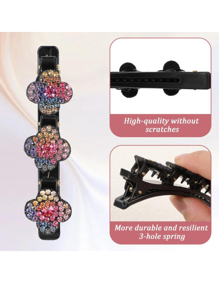 Clips de Pelo Trenzados JIEYAO con Cristales - 4 Piezas