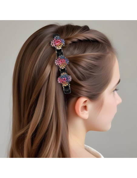 Clips de Pelo Trenzados JIEYAO con Cristales - 4 Piezas