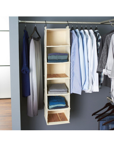 Organizador Colgante Cedarline 6 Estantes Lona Algodón Natural