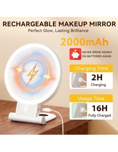 Espejo de Aumento Auxmir 1X/30X con Luz LED Ajustable