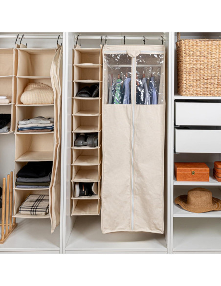 Organizador Colgante Cedarline 6 Estantes Lona Algodón Natural