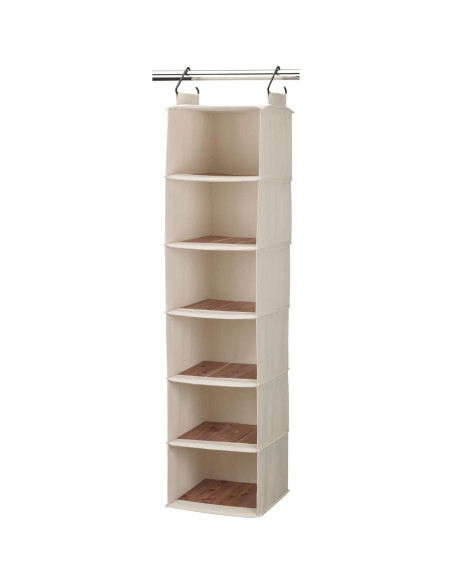 Organizador Colgante Cedarline 6 Estantes Lona Algodón Natural