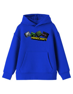 Sudadera Juvenil Azul Real Minecraft con Capucha y Bolsillo