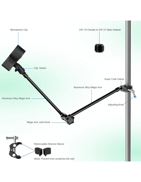 Soporte de Micrófono Brazo Mágico Ajustable 54.5 cm Negro