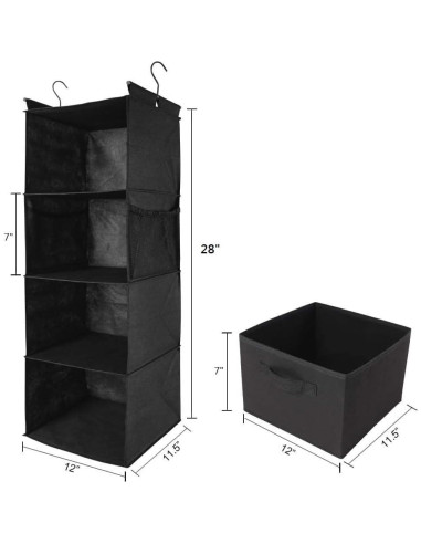 Organizador de Closet Colgante MAX Houser 4 Estantes Negro