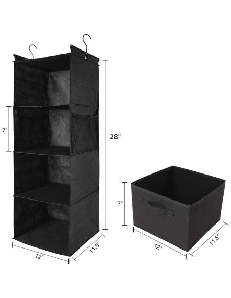 Organizador de Closet Colgante MAX Houser 4 Estantes Negro