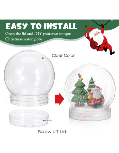 Tarros de Globo de Nieve 30 Pcs BESTOYARD 3" Plástico DIY