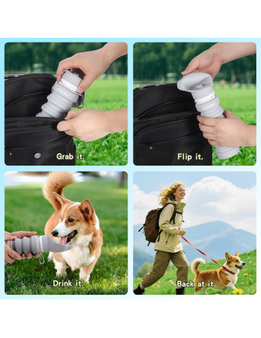 Botella de Agua Plegable para Perros MAIYELI 550ml Silicona