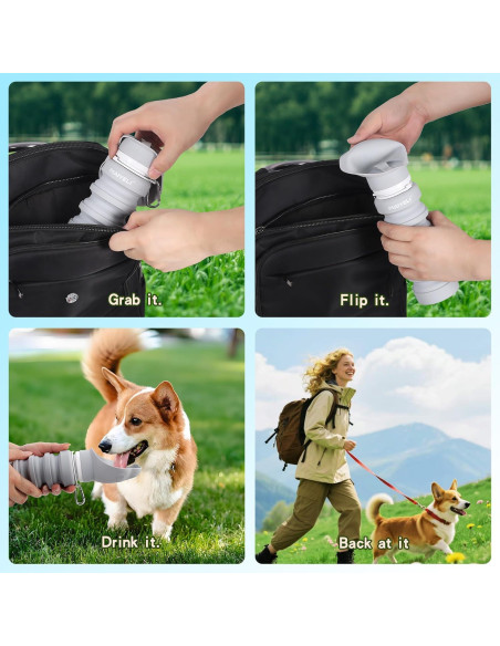 Botella de Agua Plegable para Perros MAIYELI 550ml Silicona