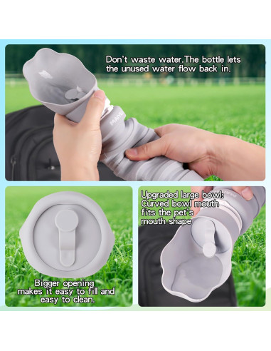 Botella de Agua Plegable para Perros MAIYELI 550ml Silicona