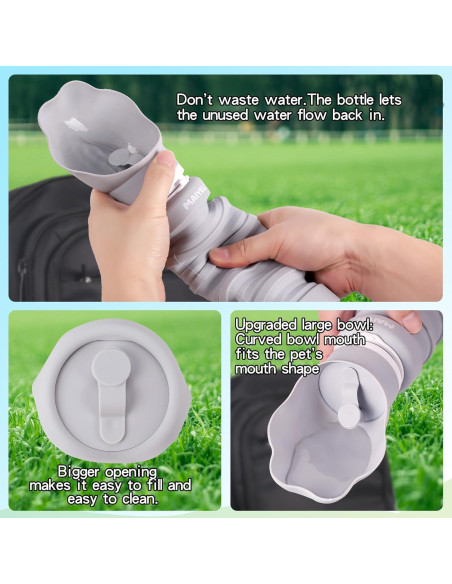 Botella de Agua Plegable para Perros MAIYELI 550ml Silicona