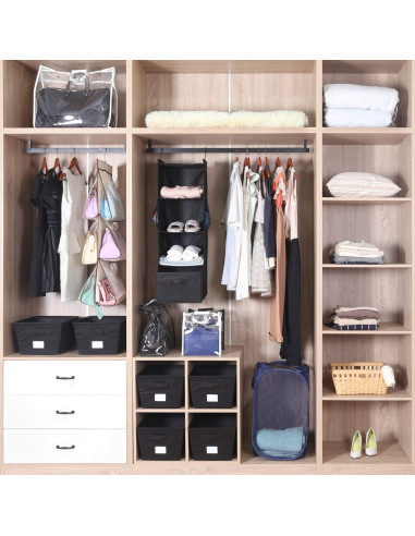 Organizador de Closet Colgante MAX Houser 4 Estantes Negro
