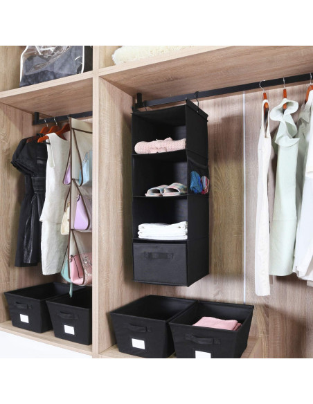 Organizador de Closet Colgante MAX Houser 4 Estantes Negro