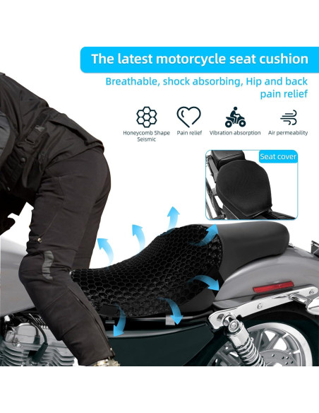 Cojín de Asiento de Gel TrekBliss para Motocicleta 28x25cm