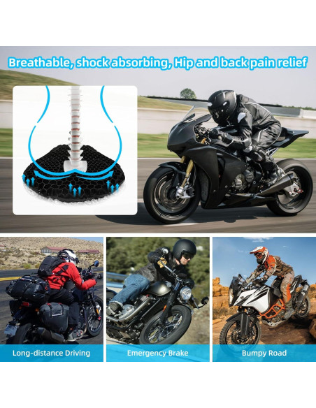 Cojín de Asiento de Gel TrekBliss para Motocicleta 28x25cm