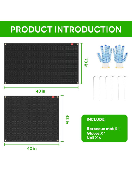Alfombrilla para Parrilla SUINIAO 70x40 cm A Prueba de Fuego