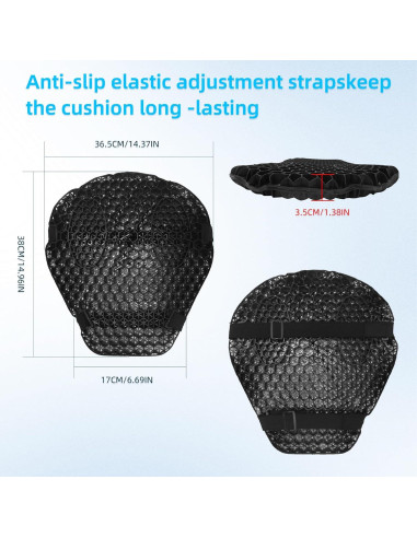 Cojín de Asiento de Gel TrekBliss para Motocicleta 28x25cm