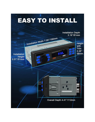 Estéreo de Coche Bluetooth Norhom 1 DIN FM USB AUX 388g