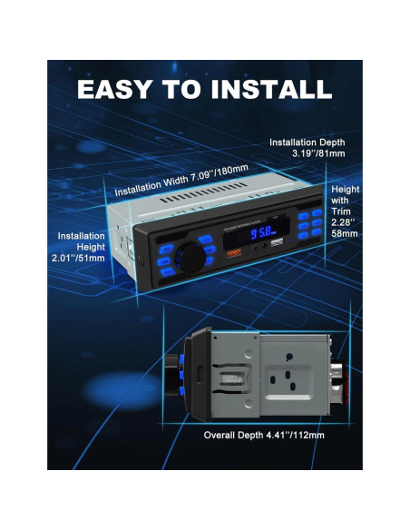 Estéreo de Coche Bluetooth Norhom 1 DIN FM USB AUX 388g