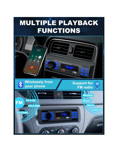 Estéreo de Coche Bluetooth Norhom 1 DIN FM USB AUX 388g