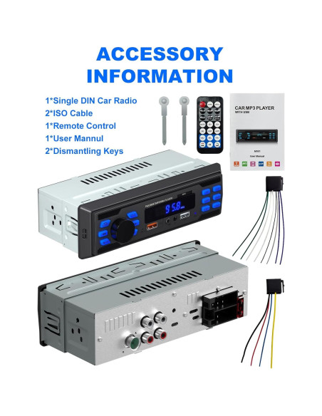 Estéreo de Coche Bluetooth Norhom 1 DIN FM USB AUX 388g