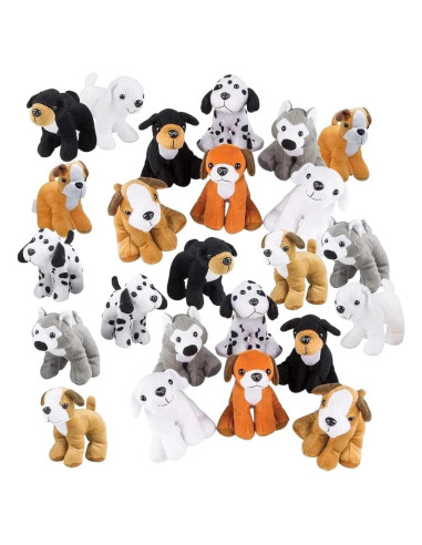 Set de 24 Juguetes de Peluche de Perro Suave - Bottles N Bags