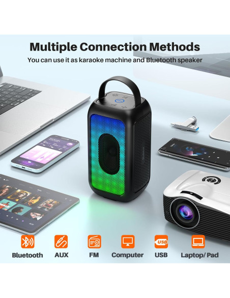 Altavoz Bluetooth Portátil Bobtot 40W con Micrófono Inalámbrico