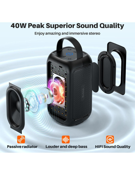Altavoz Bluetooth Portátil Bobtot 40W con Micrófono Inalámbrico