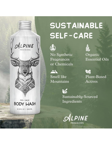 Jabón Corporal Natural Alpine Provisions 500ml Abeto y Salvia