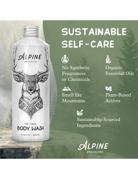 Jabón Corporal Natural Alpine Provisions 500ml Abeto y Salvia