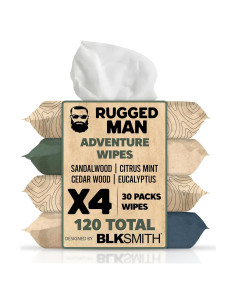 Toallitas Corporales para Hombre BLKSMITH - 120 Unidades Sándalo, Menta, Cedro, Eucalipto