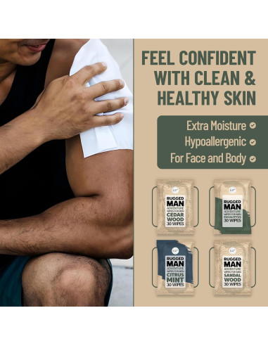 Toallitas Corporales para Hombre BLKSMITH - 120 Unidades Sándalo, Menta, Cedro, Eucalipto