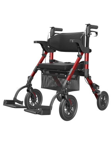 Caminador y Silla de Ruedas VOCIC Z51 2 en 1 Plegable Rojo