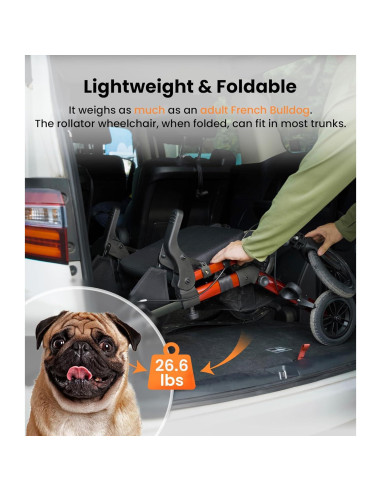 Caminador y Silla de Ruedas VOCIC Z51 2 en 1 Plegable Rojo