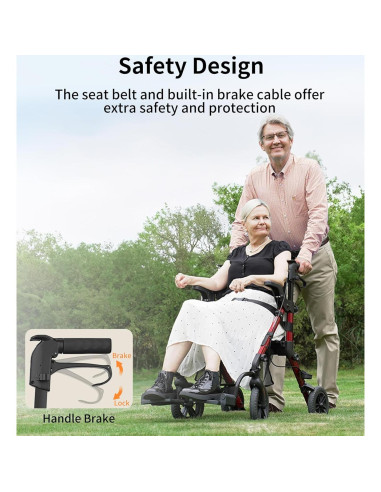 Caminador y Silla de Ruedas VOCIC Z51 2 en 1 Plegable Rojo