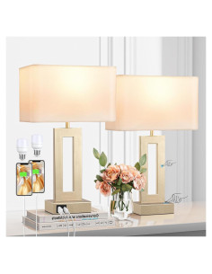 Juego de 2 Lámparas de Mesa Táctiles Seealle Doradas 49.8 cm