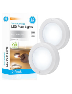 Luces Puck LED Táctiles GE 25434 - Paquete de 2 Blancas