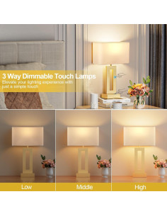 Juego de 2 Lámparas de Mesa Táctiles Seealle Doradas 49.8 cm 2