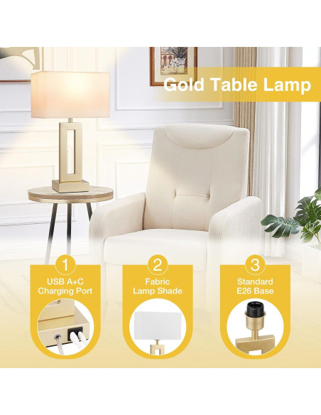 Juego de 2 Lámparas de Mesa Táctiles Seealle Doradas 49.8 cm Juego de 2 Lámparas de Mesa Táctiles Seealle Doradas 49.8 cm