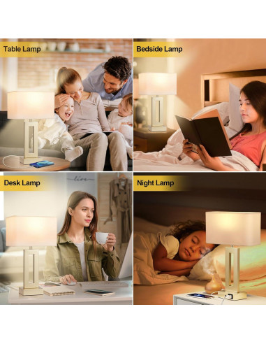 Juego de 2 Lámparas de Mesa Táctiles Seealle Doradas 49.8 cm